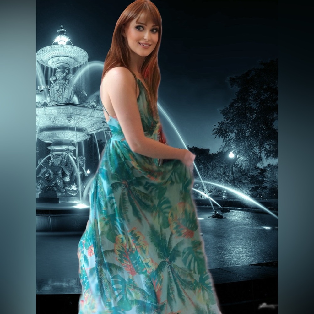 Turquoise Tropical Gown, Small - Picture 5 of 11